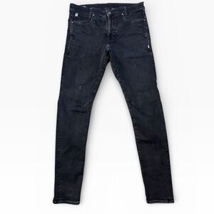 G Star Raw D-Staq 3D Slim Mens Jeans Black Distressed 34x31.5 Moto Punk Grunge